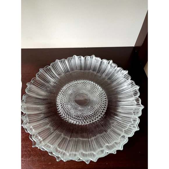 4-Serving Glass Salad Plate and Bowl Set Raised Floral Print Hobnail Unbranded - Picture 7 of 12